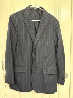 J. Crew Men's Navy Pinstripe Suit Jacket Blazer Wool Blend